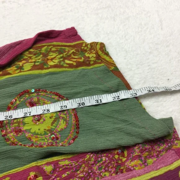 Soft Surroundings One Button Jacket 2X Womans Plus Pink Green Batik Print Rayon - Picture 15 of 15